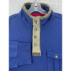 Vintage 90s Polo Ralph Lauren 1/4 Button Up Pullover Sweatshirt Size 2XL Blue
